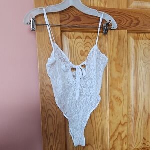 Vintage Anne Stuart White Lace Bodysuit